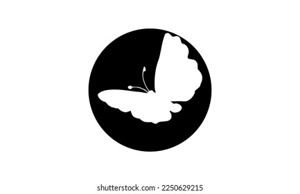 Black color Butterflies Top Shot Vector Illustration on white background