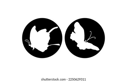 Black color Butterflies Top Shot Vector Illustration on white background