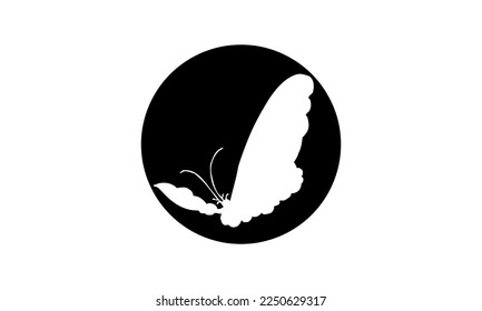 Black color Butterflies Top Shot Vector Illustration on white background