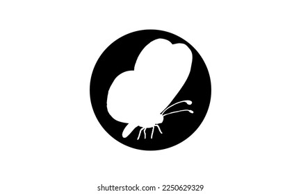 Black color Butterflies Top Shot Vector Illustration on white background