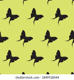 black color butterfly patterns on green background vector