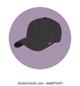 Black color cap vector illustration isolated on white background