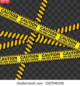 Black and color caution lines isolated. Realistic warning tapes. Danger signs. Vector background.