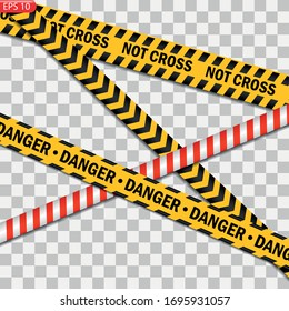 Black and color caution lines isolated. Realistic warning tapes. Danger signs. Vector background.