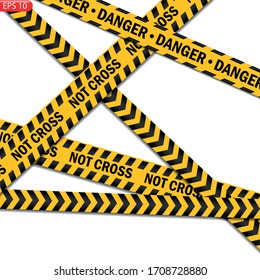 Black and color caution lines isolated. Realistic warning tapes. Danger signs. Vector background.