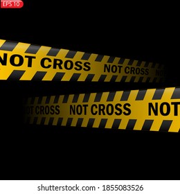 Black and color caution lines isolated. Realistic warning tapes. Danger signs. Vector background.