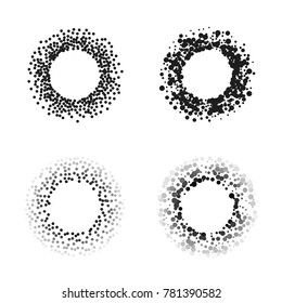 Black color circle frames Isolated on white background with space for your text. frame. Creative backgrounds for tags, labels, cards. Mosaic  structure. Vector Illustration.