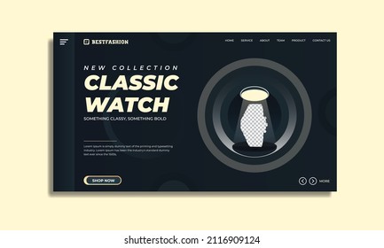 Black color classic watch brand product Social media post cover Design or banner template Premium