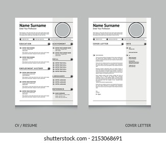 Black Color Clean CV Format Resume Template With Job Application Letter