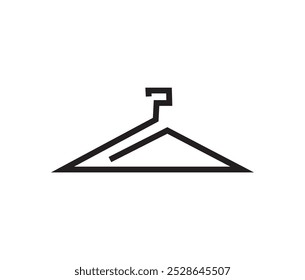 Black color cloth hanger icon on white background. 