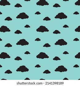 black color cloud patterns on green background, vector