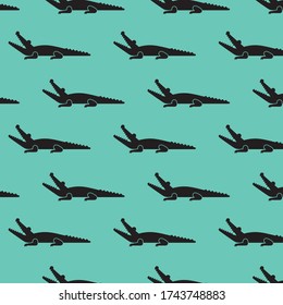 black color crocodile pattern on green backdrop vector