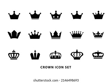 Black color, crown icon set