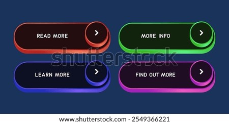 Black and color CTA buttons set.