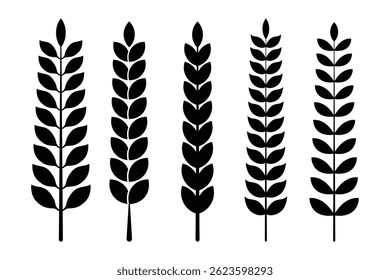Black color decorative leaf and branch brush for logo design