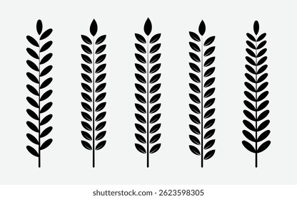 Black color decorative leaf and branch brush for logo design