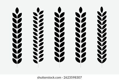 Black color decorative leaf and branch brush for logo design