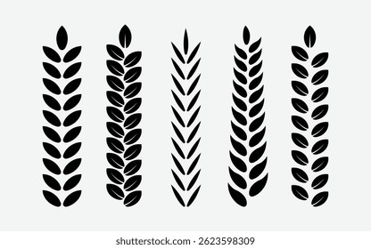 Black color decorative leaf and branch brush for logo design