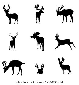 black color deer patterns on a white background vector