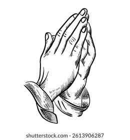 black color design sketch of praying hands