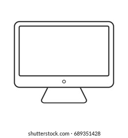 Black color desktop Computer outline icon vector eps10.  Screen outline desctop computer.