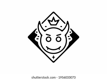 Color negro del diseño de la línea de emoción de la cabeza del diablo