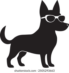 Black color dog silhouette bundle with sunglass 