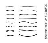 black color doodle curve line set