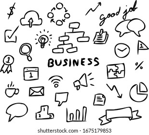 Black color doodle hand drawing icon in business set on white background