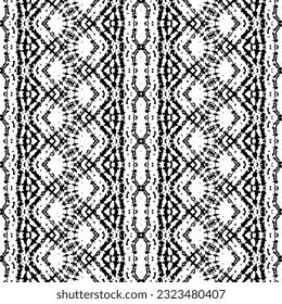 Black Color Doodle Pattern. Simple Native Ink Vector. Seamless Wavy Art Print. Black Colour Dark Scribble Texture. Ethnic Ink Doodle Batik. Abstract Aztec Dark Pattern. Seamless Ink Tribal Vector