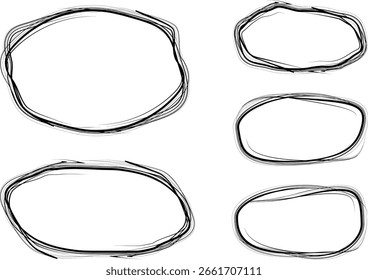 black color doodle scribble outlines circles collection
