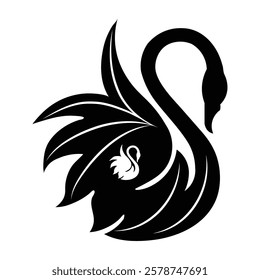 Black color duck  logo silhouette  icon vector design. 