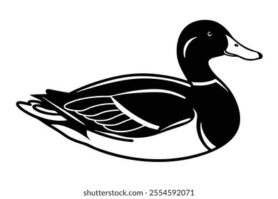 Black Color Duck Silhouette Illustration