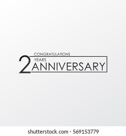 black color elegant and simple 2 years anniversary. lines vector design for family, shop, business, company, or various event