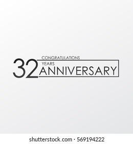 black color elegant and simple 32 years anniversary. lines vector design for family, shop, business, company, or various event