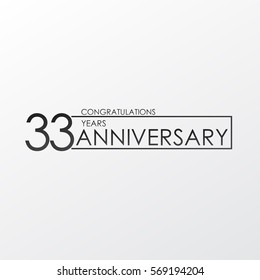 black color elegant and simple 33 years anniversary. lines vector design for family, shop, business, company, or various event