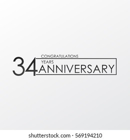 black color elegant and simple 34 years anniversary. lines vector design for family, shop, business, company, or various event