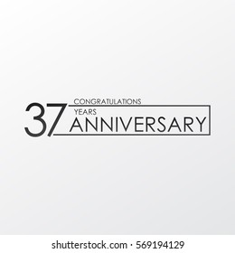 black color elegant and simple 37 years anniversary. lines vector design for family, shop, business, company, or various event