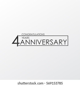 black color elegant and simple 4 years anniversary. lines vector design for family, shop, business, company, or various event