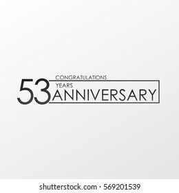 black color elegant and simple 53 years anniversary. lines vector design for family, shop, business, company, or various event