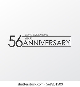 black color elegant and simple 56 years anniversary. lines vector design for family, shop, business, company, or various event