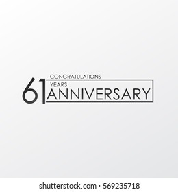 black color elegant and simple 61 years anniversary. lines vector design for family, shop, business, company, or various event