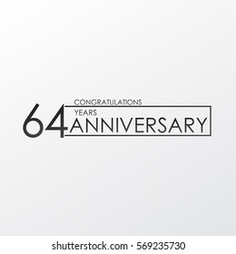 black color elegant and simple 64 years anniversary. lines vector design for family, shop, business, company, or various event
