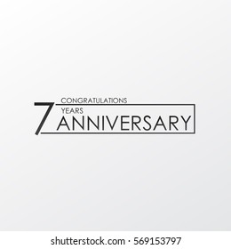 black color elegant and simple 7 years anniversary. lines vector design for family, shop, business, company, or various event