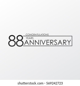black color elegant and simple 88 years anniversary. lines vector design for family, shop, business, company, or various event