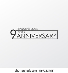 black color elegant and simple 9 years anniversary. lines vector design for family, shop, business, company, or various event