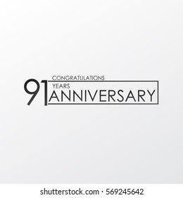 black color elegant and simple 91 years anniversary. lines vector design for family, shop, business, company, or various event