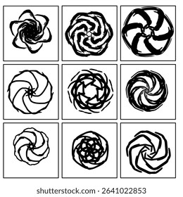 black color elemental icon vector set 