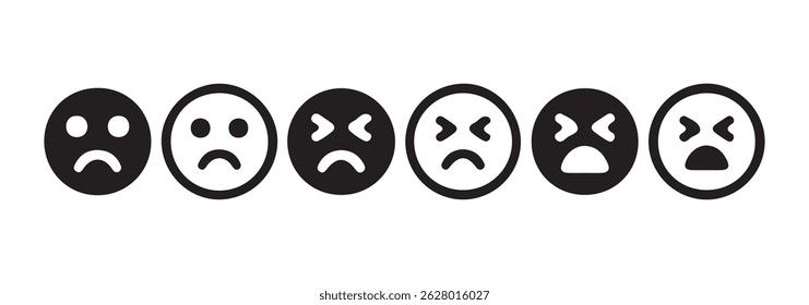Ícone de rosto de emojis de cor preta. Ícone de face de Emojis em estilo desenhado à mão. Ilustração vetorial de emoticons de rabiscar eps 10