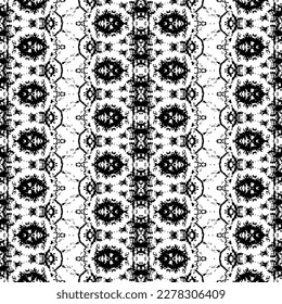 Black Color Ethnic Boho Vector. Abstract Wavy Dark Print. Black Colour Art Doodle Textile. Doodle Aztec Art Pattern. Simple Scribble Pattern. Native Ink Scribble Batik. Seamless Ink Tribal Design